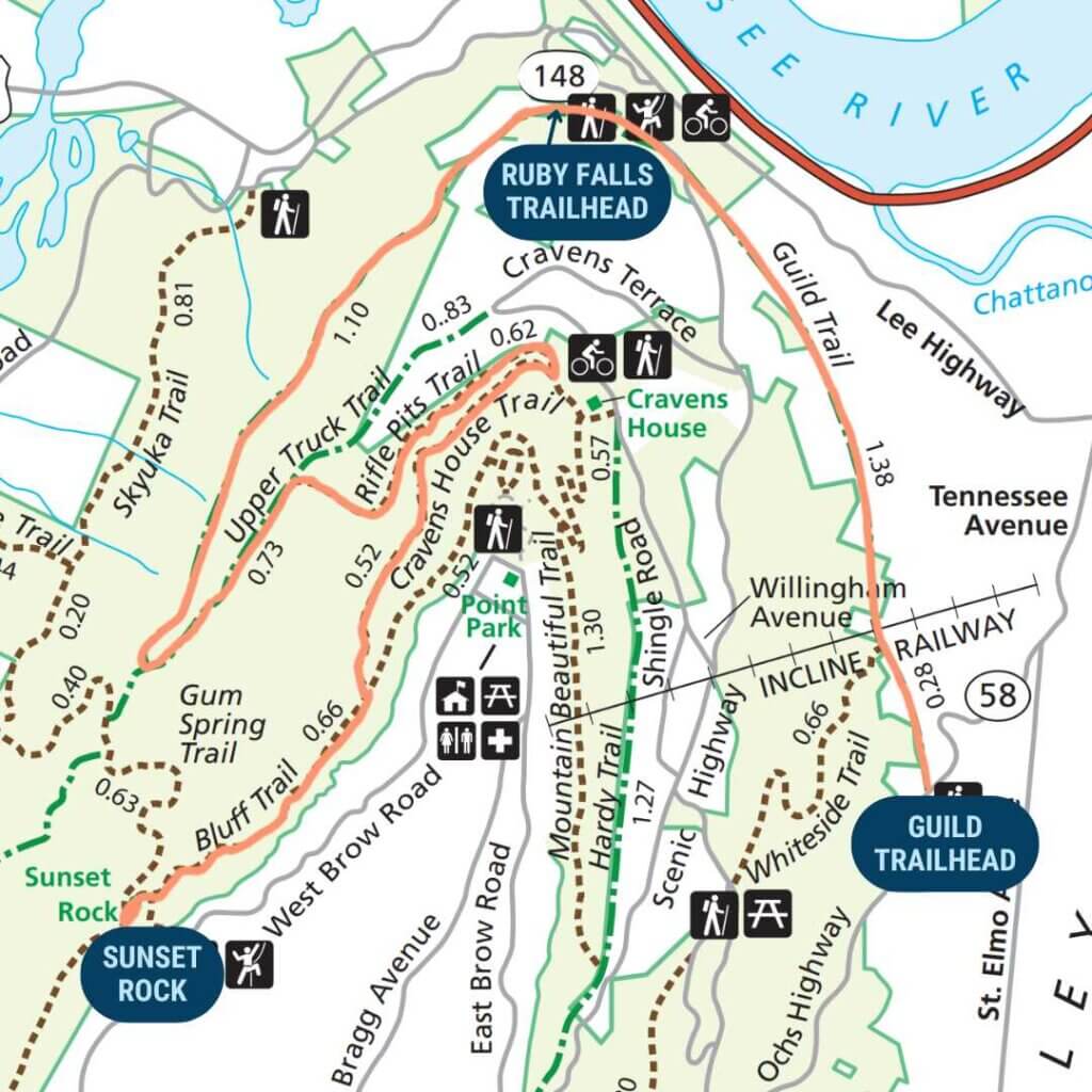 lookout mountain hiking map