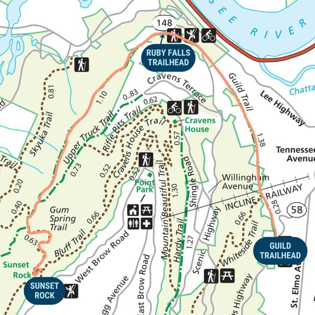 lookout mountain hiking map