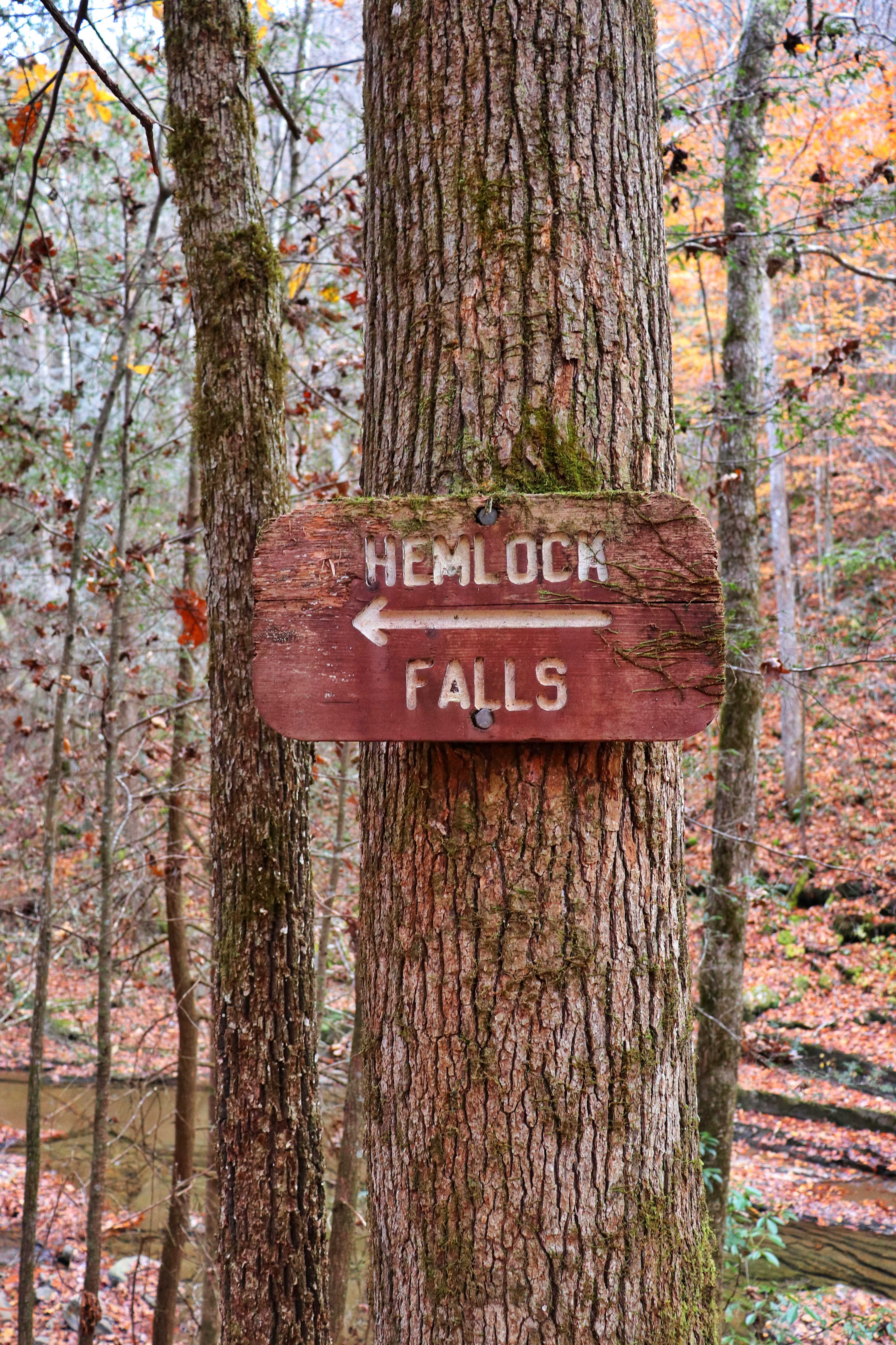 Hemlock Falls sign